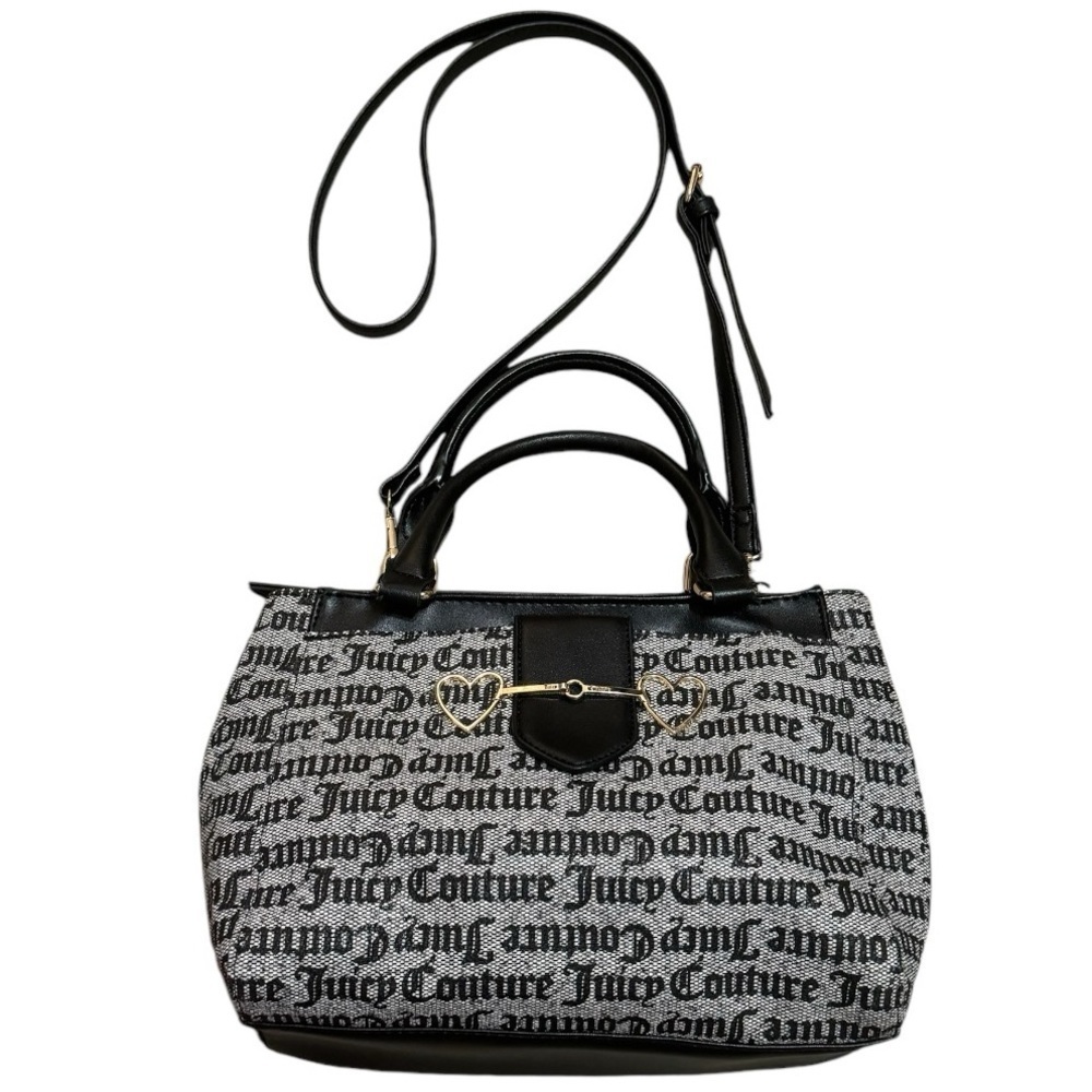 JUICY COUTURE Black Gold Hardware Handbag Bag Purse Crossbody Strap Y2K VTG Vibe